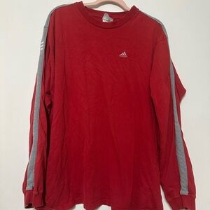 Adidas Men's Red and Gray Long Sleeve Tee